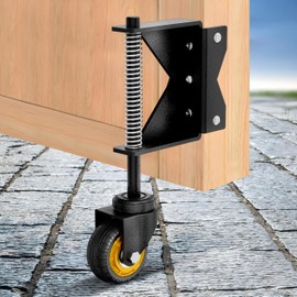 Lygoeege 3Inch Gate Wheel, 160lbs Capacity, Spring-Loaded Absorbing Solid Rubber Tire for Wooden/Fence Gate, with Screws & Screwdriver (1, Black Suit Left)