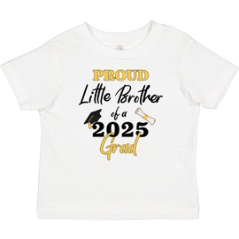 inktastic Proud Little Brother of a 2025 Grad Baby T-Shirt 6 Months 0020 White 45351