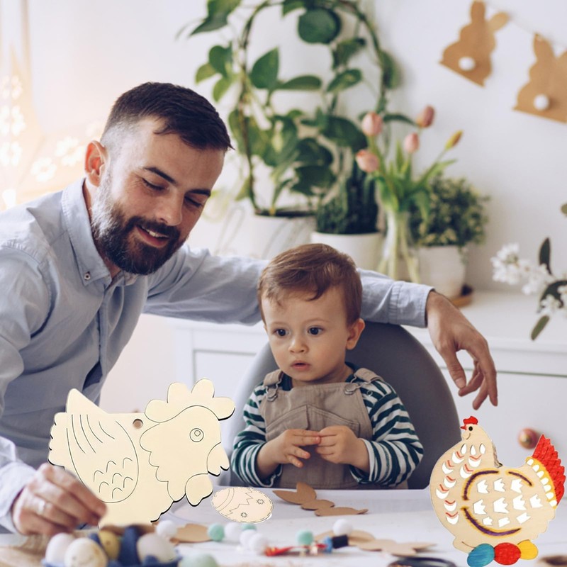 KSVFTB 40 Pcs Easter Crafts for Kids, Wooden Eggs, Wooden