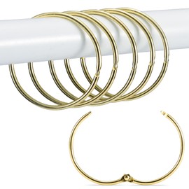 Shower Curtain Hooks, Shower Curtain Rings, Round Snap Black Shower Curtain Rings, Decorative Metal Rustproof Shower Curtain Rings, Glide Smoothly Shower Rings for Curtain (Gold, 12 Pack)