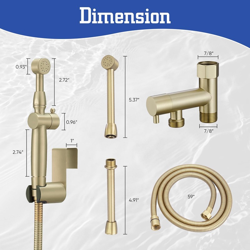 Greenspring Bidet Sprayer for Toilet Brushed Gold Bidet Attachment for