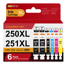 PGI-250XL CLI-251XL High Yield Ink Cartridge Replacement for Canon 250XL and 251XL Ink for with PIXMA MX922 MG5520 MG6620 MG5522 MG6320 MG5420 Printer (6-Pack Black, Cyan, Magenta, Yellow)
