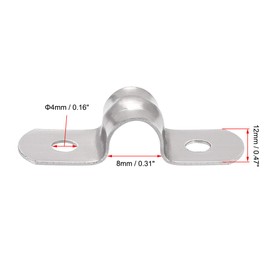 sourcing map 8mm(0.3") Rigid Pipe Strap 2 Holes Tube Straps 201 Stainless Steel Tension Tube Clip Clamp 25pcs