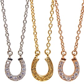 Jurice Hawaiian Jewelry Necklace, Horseshoe, Reversible 2-Way Stone, Zirconia, Hypoallergenic, Stainless Steel, Silver, Stone Stainless Steel Yellow Gold Metal, Zircon