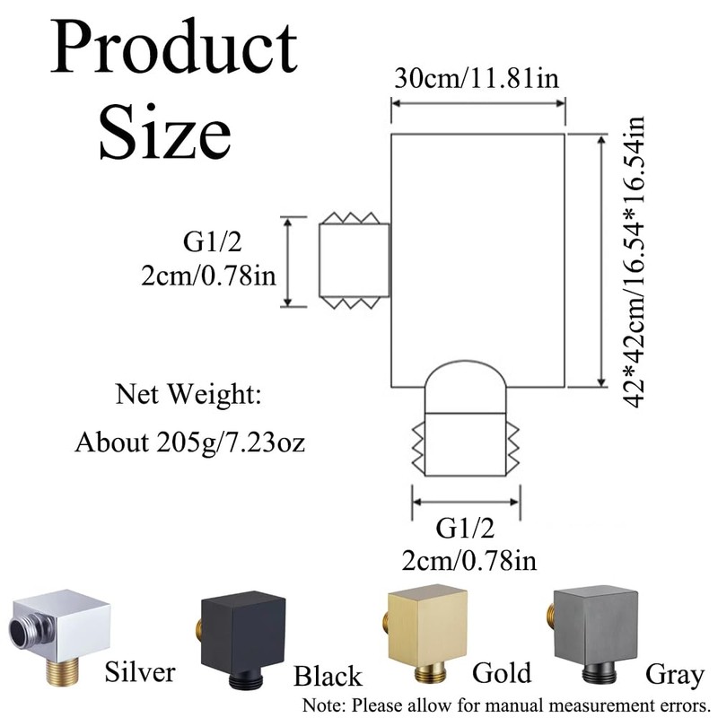 Gold Hand Shower Wall Outlet Elbow, G1/2 Inch Handheld Shower