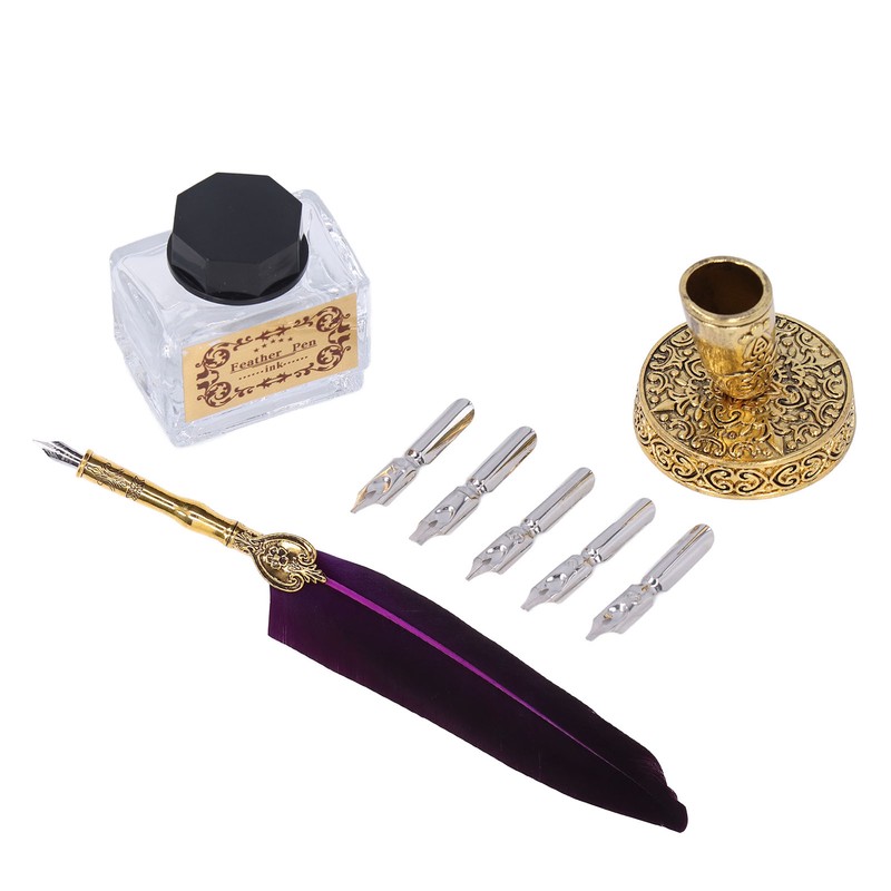 Feather Pen Exquisite Vintage Elegant Stainless Steel Smoothly Writing Wear
