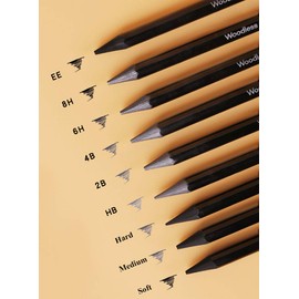 6Pcs Charcoal Pencils Set Graphite Pencils Black Artist Charcoal Pencils Woodless Graphite Pencil Set Charcoal Sketch Pencils 7 mm Drawing Pencils Assorted HB 2B 4B 6B 8B EE for Artists Kids Beginners