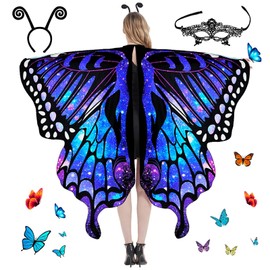 LIURFLNC Women's Butterfly Costume for Adults, Carnival Costume with Butterfly Headband Lace Mask, Women's Costume for Carnival Theme Party