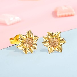 925 Sterling Silver Sunflower stud earrings for Women Love Heart stud earrings My Sunshine Jewelry Mothers Day Gifts Unique earrings Gifts for Mom Wife Girlfriends Daughter Granddaughter Birthday (Style 3)