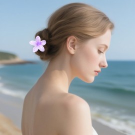 Flomiara 6 x Blumen-Haarspangen für Damen, hawaiianische Haarklammern, Sommer-Reise-Haar-Accessoires, seitlicher starker Halt, Druck-Klauen-Clip, Haarnadel für Mädchen und Frauen, dickes, dünnes Haar