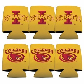 Iowa State Can Cooler Set of 6 - Gold Design 2 FREE SHIPPING