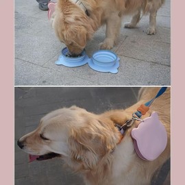 Collapsible Dog Bowls for Travel, Portable Dog Food & Water Bowls Set, Foldable Silicone Puppy Bowls, Cute Lightweight Compact Pet Travel Accessories Essentials Pink