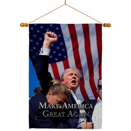 MAGA Trump Rally Flag Wood Dowel Kit Wall Hanging Decor Home Tapestry Poster Election 2024 President 47 Yard Sign Outdoor Patriotic Decoration Make America Great Again Republican Gift Made in USA