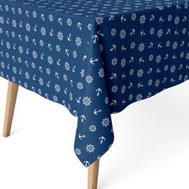 Martina Home Anchor Blue Resin Coated Tablecloth 100cm x 140cm