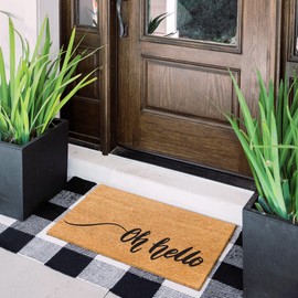 THEODORE MAGNUS Door Mat - Welcome Mat for Front Door with Non-Slip Backing - Durable Coir Doormat - Perfect for Outside Entrance and Entryway Matt - Outdoor/Indoor - Oh Hello - 17" x 30"
