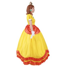 miccostumes Women's Costume Princess Cosplay Yellow Deluxe Ball Gown Party Prom Dress With Crown Earrings And Gloves(women s)