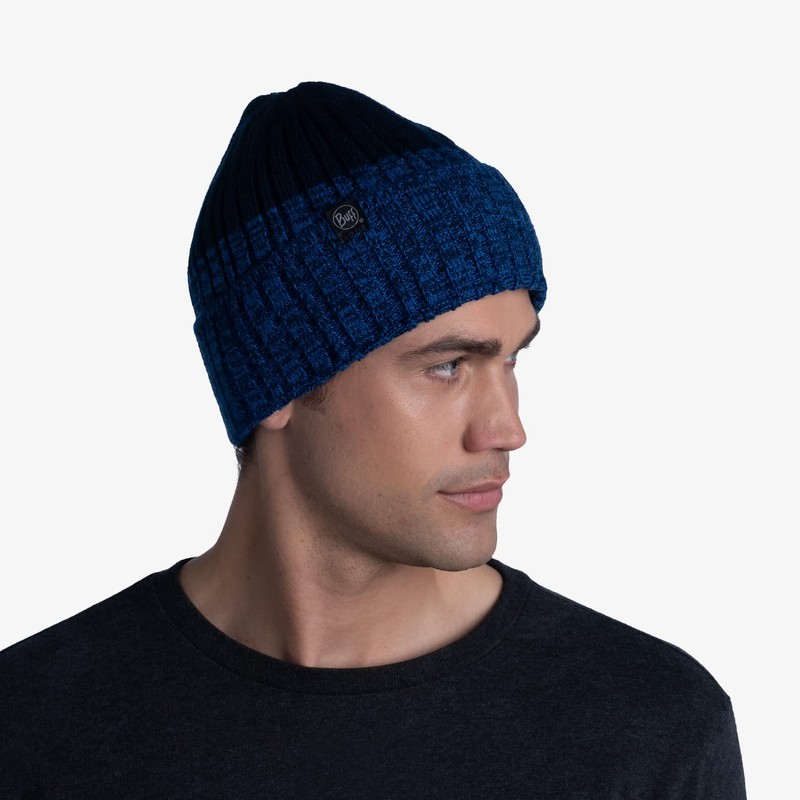 Buff Unisex Knitted Fleece Lined Beanie Hat - Night Blue