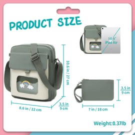 Lanola Messenger Bag for Teen Little Kids,Lightweight Small Messenger Shoulder Bag,Crossbody Bag Purse for Girls Gift for Preteen/Teen Little Kids - Pale Green