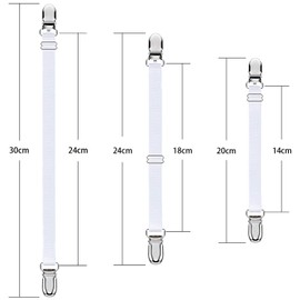 Boao 12 Pieces Bed Sheet Clips Straps Sheet Corner Straps Holder Mattress Clips, Adjustable Elastic Bed Sheet Grippers Straps Suspender Fasteners Holder (White)