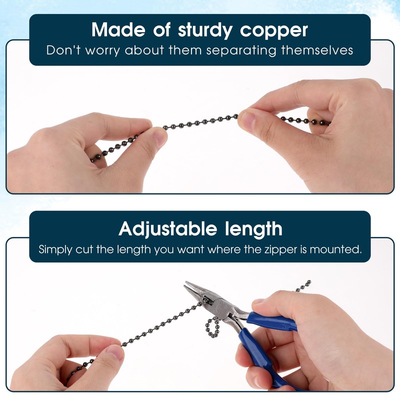 2 Pcs Metal Ceiling Fan Pull Chain Set, Black Pull