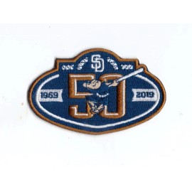 New 2 1/8 x 3 1/2" San Diego Padres 50 Seasons Iron on Patch Free Ship