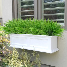 ASTNIC 8 Bundles Artificial Plants Boston Fern Wheat Grass Shrubs Outdoor Faux Plants Faux Fern Stems UV Resistant Artificial Outdoor Plants Greenery for Home Gardens Patio Yards Decor