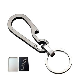FQJOYL Small Titanium Carabiner Clip - Heavy Duty Key Chain with Quick Release & Bottle Opener, EDC Gift Set for Men Women in Tin Box
