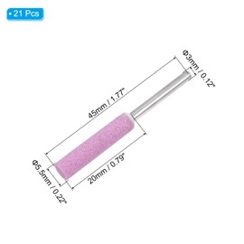 PATIKIL 21 Pcs Diamond Chainsaw Sharpener 7/32 Inch High Hardness Sharpening Stone Polishing Chainsaw Sharpening Kit Grinding File Tool for Chain Saw Stone Jewelry Wood, Pink(5mm)
