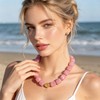Hanfluenve Chunky Beaded Necklace for Women Boho Pink Acrylic Choker