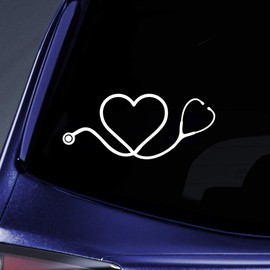 Bargain Max Decals Nurse Love Stethescope Sticker Decal Notebook Car Laptop 5.5" (White)