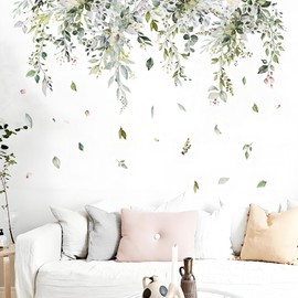 Wall Sticker Plants Flower Leaves Wall Sticker Hanging Plants Green Wall Sticker Children's Room Bedroom Hallway Wall Decoration Wall Sticker Living Room