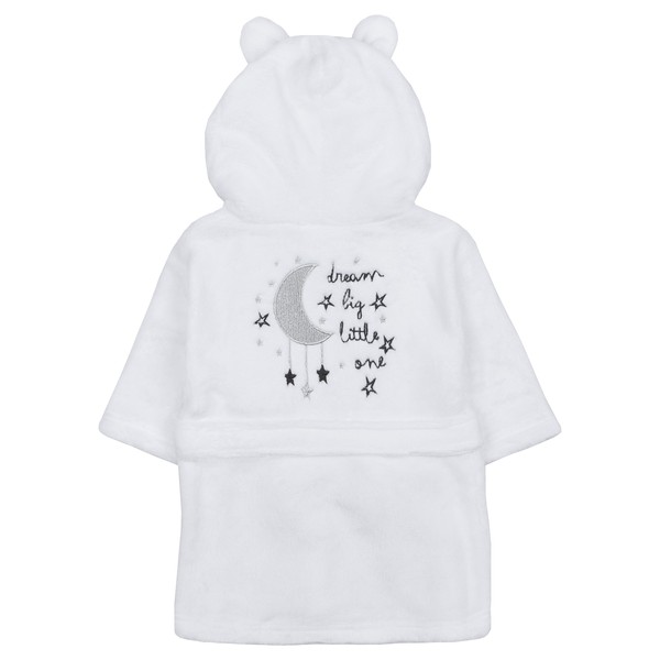 Babytown Baby Boys & Girls Star Plush Fleece Dressing Gown, 0 - 6 Months, White