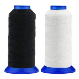 Selric [1460Yards/Black+White] Pack of 2 Tex 135 Polyester Thread for sewing 730Yards #138 T135 420D UV Resistant High Strength Upholstery thread for Leather, Outdoor Market, Drapery,etc