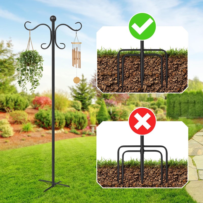 AOMGD 76 Inch Adjustable Double Shepherds Hooks for Outdoor Heavy