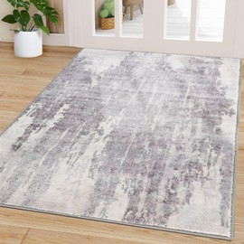 Cristgee Door Mat, Front Indoor Door Mat Faux Wool Non-Slip Entryway Rug Absorbent Abstract Throw Rug for Indoor Entrance Hallway Laundry Room, 5X7 Feet, Gray Washable