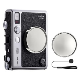 MUZIRI KINOKOO Lens Cap for Fuji Instax Mini EVO Instant Camera, Premium Plastic Mini EVO Lens Cover in Flocking Internal with Anti-Loss Rope - Silver