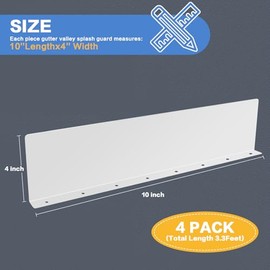 Gutter Valley Splash Guards Straight Roof Rain Diverter Roofing Gutter Guards Gutters for House Residential Flat Shingle Roofs Corner (White,4 Pack)