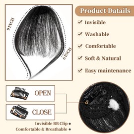Fanguilar Bangs Hair Clip in Bangs Real Human Hair Clip on Bangs Wispy Bangs Hair Clip in Human Hair Extensions Hair Bangs for Women's Hair