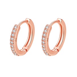 Silver Hoop Earrings for Women，925 Sterling Silver Hoop Earrings with Cubic Zirconia， Yellow Gold/White Gold/Rose Gold/Gold Plated Gun Black Sleeper Cartilage Hoop Earrings (8/10/12mm）