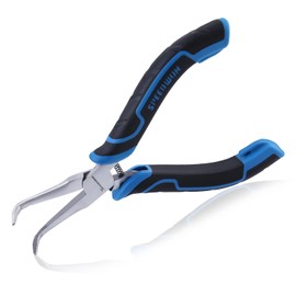 SPEEDWOX Long Nose Pliers with Serrated Jaw 45 Degree Angled for Jewelry Making, Computer Maintenance, Electronics Repair, Wire Bending, Ideal for Tight Places