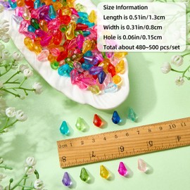 LEGENTLISUR 480-500Pcs Teardrop Crystal Beads for Jewelry Making Bulk Transparent Acrylic Faceted Beads for Bracelets Necklace Earring DIY Craft