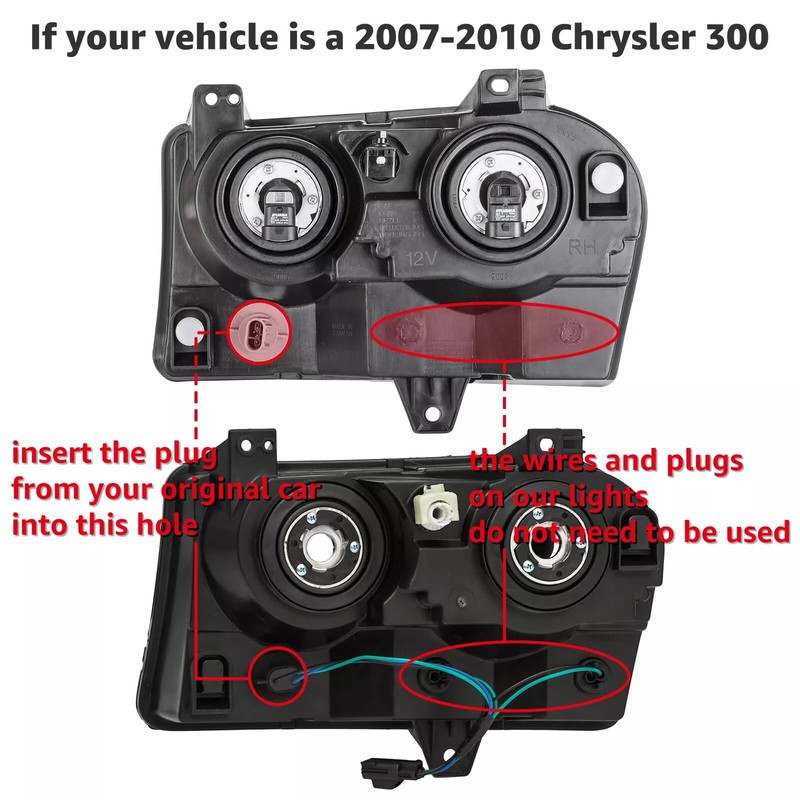 Aresparts Pair Headlights Assembly DOT Approved Compatible with 2005-2010 Chrysler