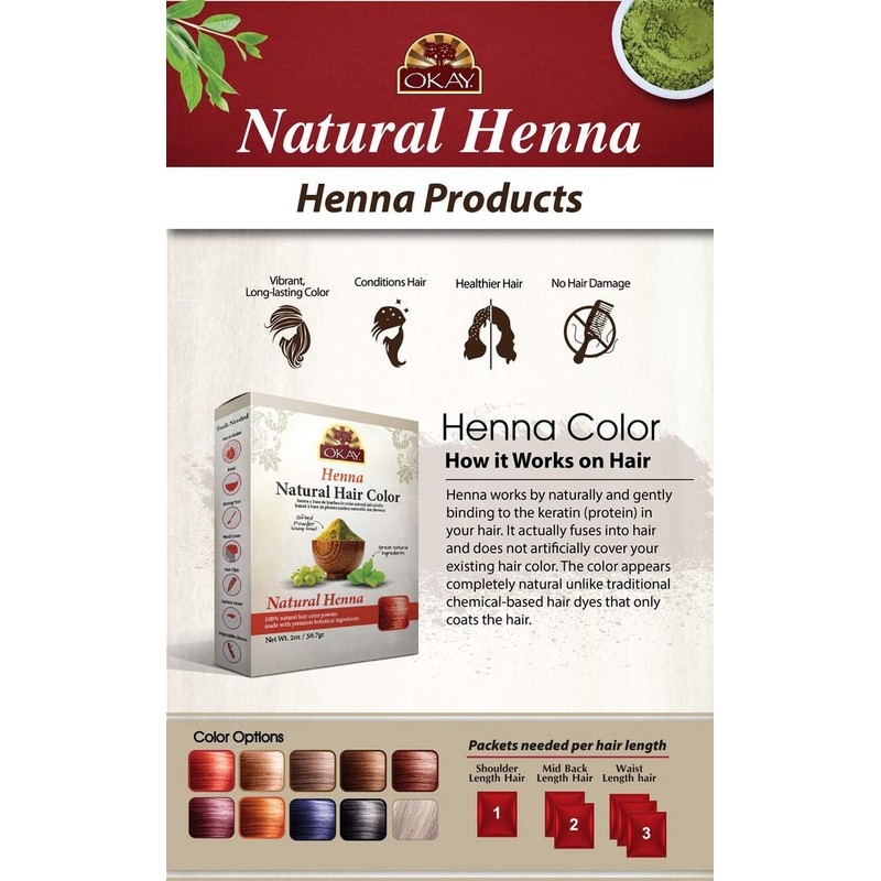 OKAY Pure Naturals Herbal Henna Color Light Brown, 56.7 Grams,