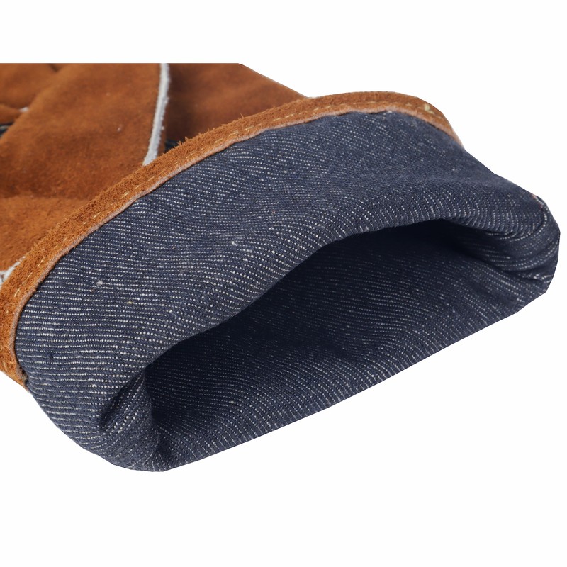 NBLEAGLO Leather Fireplace Gloves Heat Resistant for Mig,Tig welding,Stick,Forge,BBQ,Grill, Wood