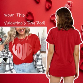 Teacher Valentine's Day Shirts for Women Casual Cute Love Heart Print Graphic Tees XOXO Teacher Inspirational Girl Friend Gift Tshirt (True Red L)