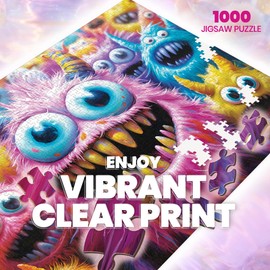1000 Piece Puzzles for Adults,Colorful Monster Jigsaw Puzzle,Cute Funny Prank Puzzles 1000 Pieces,Creative Games and Gifts Difficult Cartoon Puzzle Home Decor Toy for Adults (27.5"x19.6"), 1:1 Poster