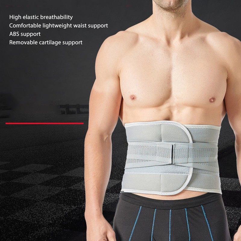 XL Back Brace Grey Breathable Removable Lumbar Support Back Brace