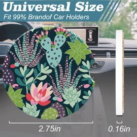 sndheke Car Cup Holder Coaster for Drinks, 2 Pack Car Coasters for Cup Holder, Succulents and Cactuses Anti-Slip Absorbent Ceramic Car Cup Coasters with Cork Base for Drinks Coffee Women Men 2.56"