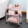TOOLF 3-Tier Metal Rolling Cart, Mesh Wire Easy Assemble Utility