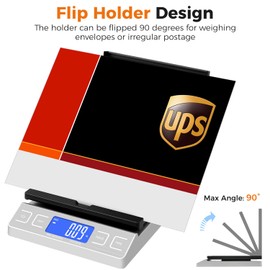 TIPRE Digital Shipping Postal Scale, Mail Scale with Envelope Flip Holder, 66lb/0.1oz Postage Scale for Package, Small Business, Post Office, Hold&Tare Function, Battery&Type-C Charging Cable - Silver